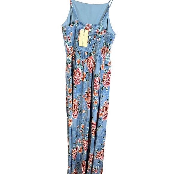 BOG Collective NWT Maxi Dress Size Medium. Light Blue And Pink Floral - Picture 5 of 9